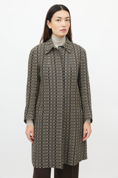 Dries Van Noten Black & Beige Woven Geometric Jacket