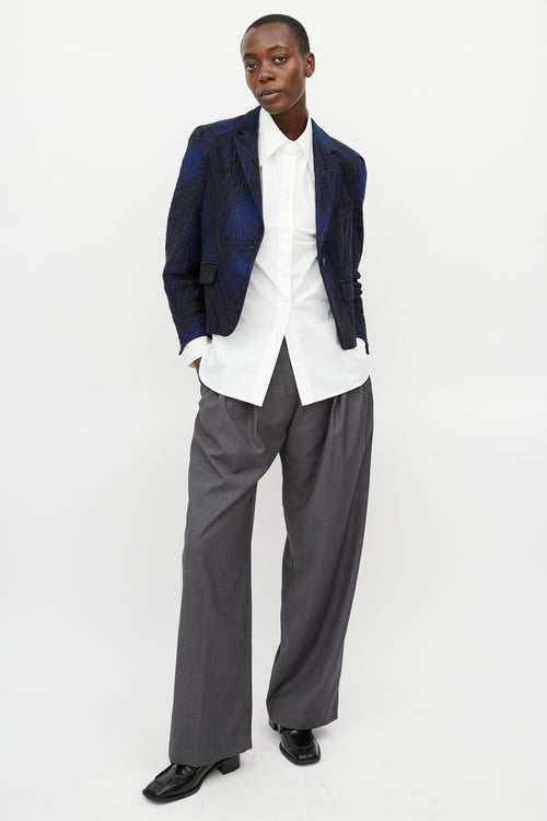 Dries Van Noten Black & Navy Brocade Blazer