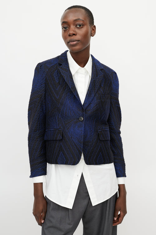 Dries Van Noten Black & Navy Brocade Blazer