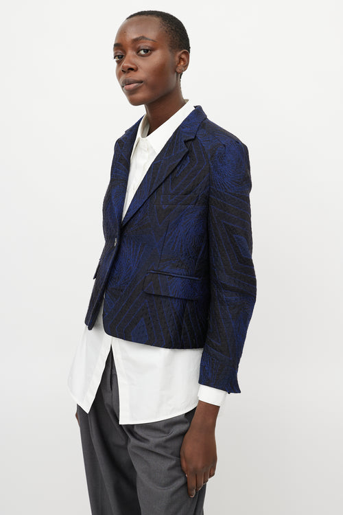 Black & Navy Brocade Blazer