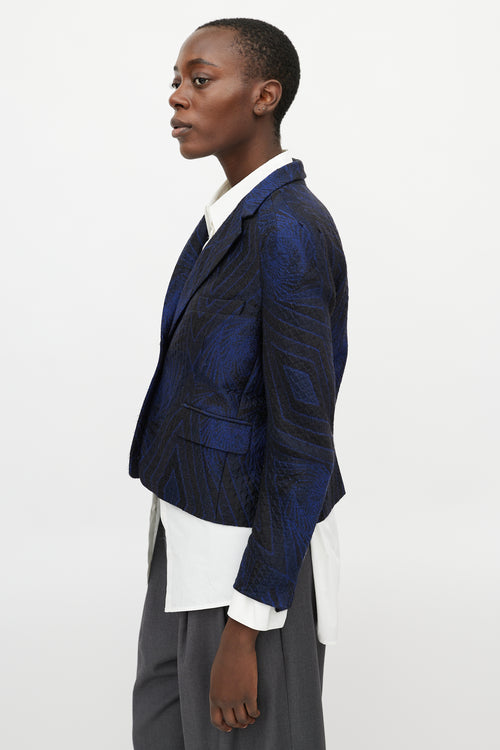 Dries Van Noten Black & Navy Brocade Blazer