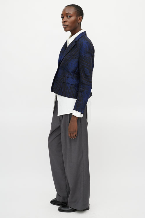 Dries Van Noten Black & Navy Brocade Blazer