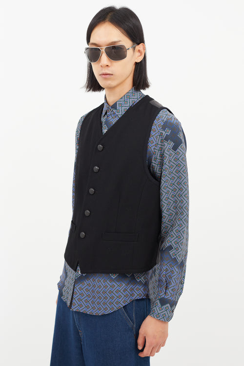 Dries Van Noten Black & Grey Wool Striped Vest