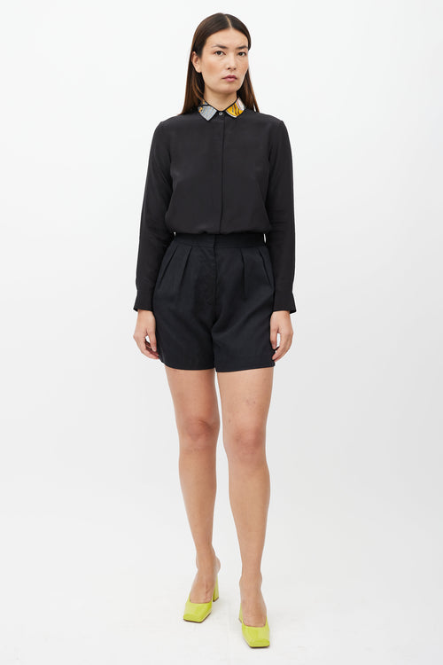Dries Van Noten Black & Multicolour Embroider Collar Shirt