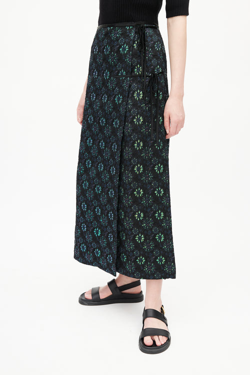 Dries Van Noten Black & Multicolour Floral Jacquard Wrap Skirt