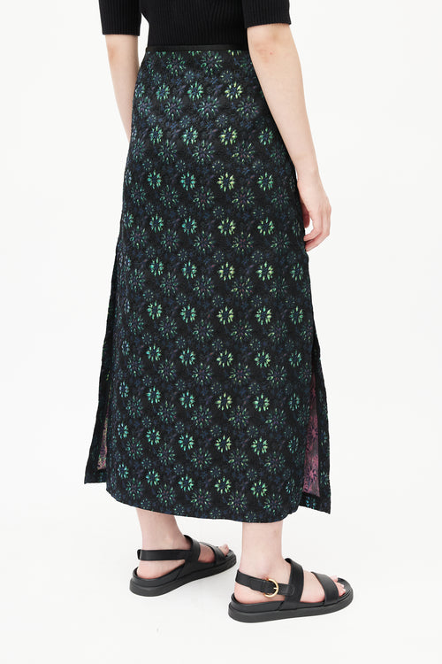Dries Van Noten Black & Multicolour Floral Jacquard Wrap Skirt