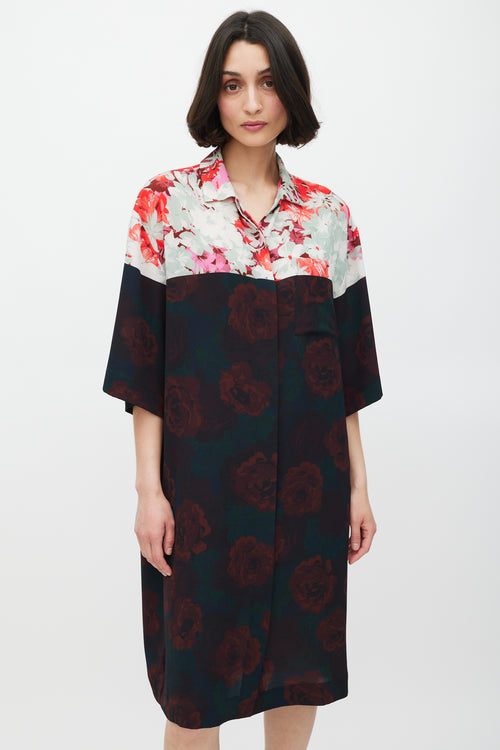 Dries Van Noten Black & Multicolour Floral Shirt Dress