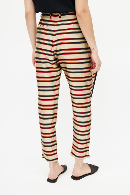 Dries Van Noten Black & Multicolour Metallic Stripe Trouser