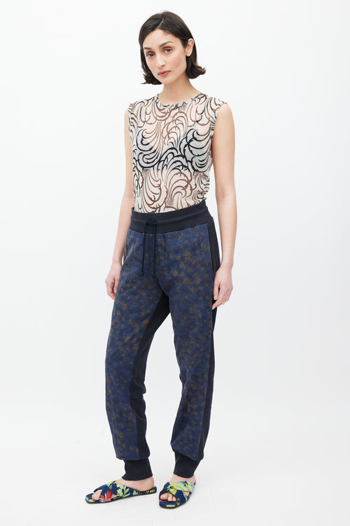 Dries Van Noten Black & Multicolour Quilted Printed Trouser