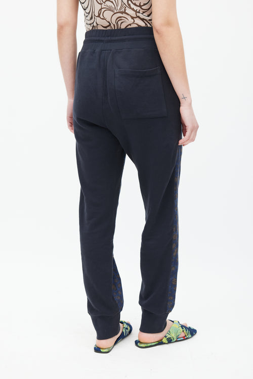 Dries Van Noten Black & Multicolour Quilted Printed Trouser