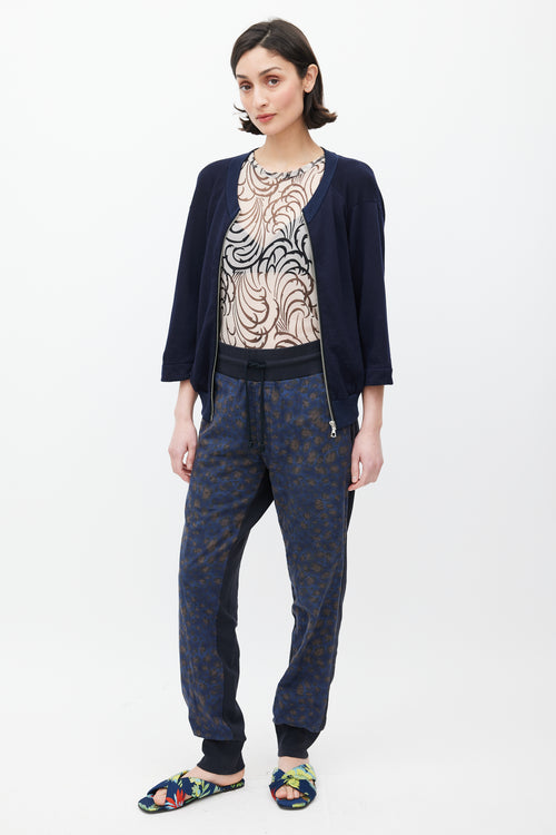 Dries Van Noten Black & Multicolour Quilted Printed Trouser