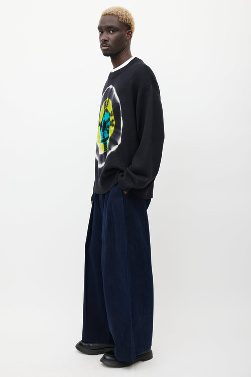 Dries Van Noten Black & Multicolour Wool Tie Dye Sweater