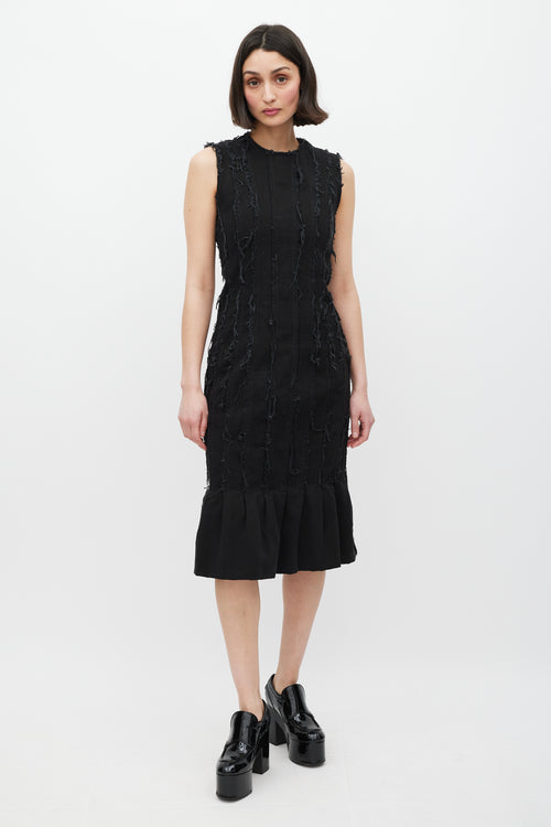 Dries Van Noten Black Pleated Distressed Dress