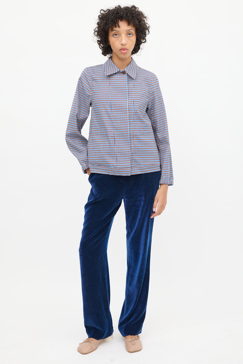 Dries Van Noten Blue & Brown Cotton Check Jacket