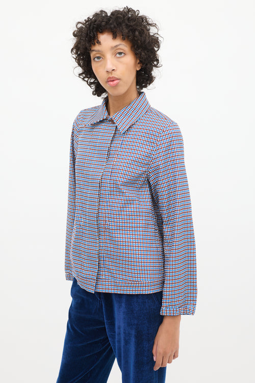 Dries Van Noten Blue & Brown Cotton Check Jacket