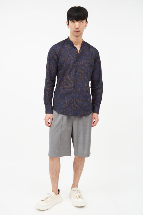 Dries Van Noten Blue & Brown Print Shirt