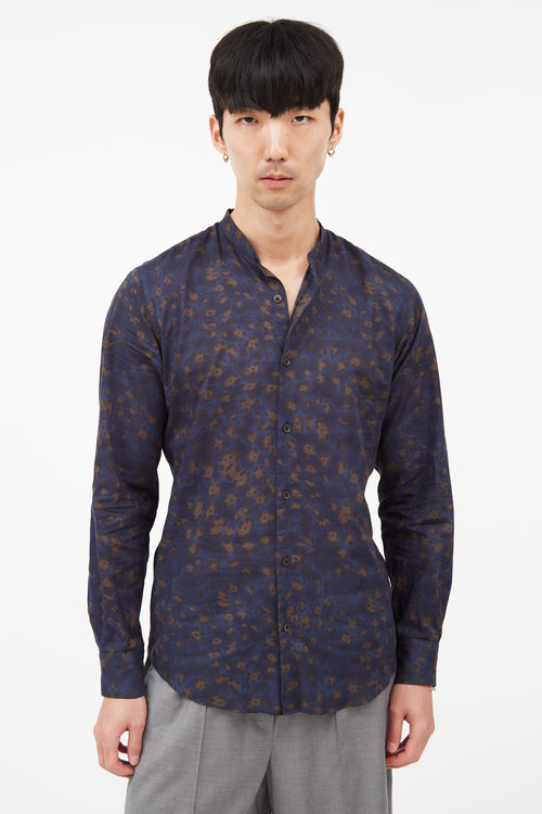 Dries Van Noten Blue & Brown Print Shirt