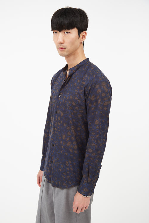 Dries Van Noten Blue & Brown Print Shirt