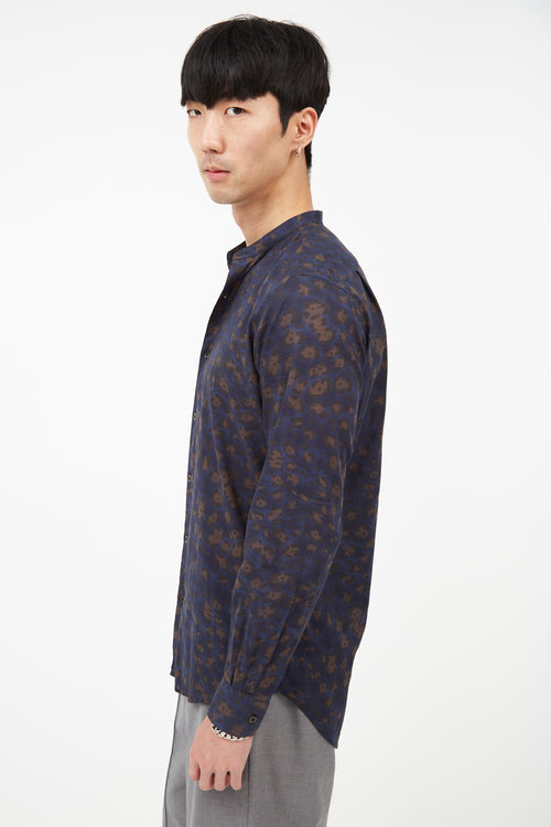 Dries Van Noten Blue & Brown Print Shirt