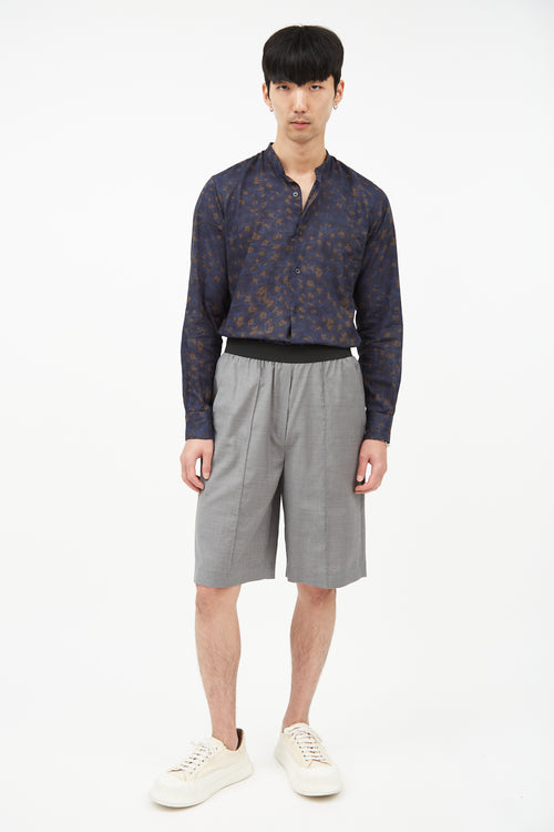 Dries Van Noten Blue & Brown Print Shirt