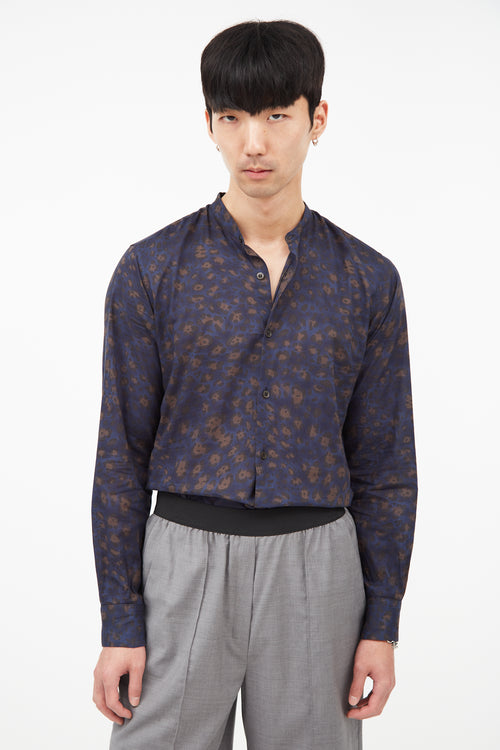 Dries Van Noten Blue & Brown Print Shirt
