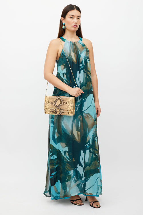 Dries Van Noten Brown & Multicolour Embossed Leather Bag