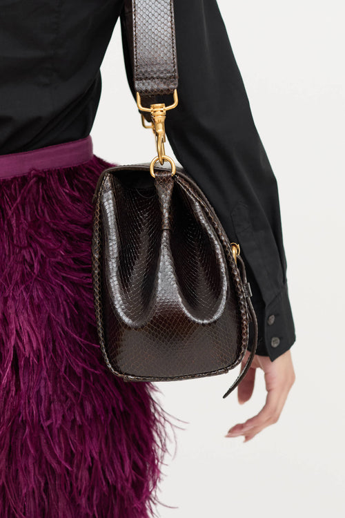 Dries Van Noten Leather Embossed Satchel Bag