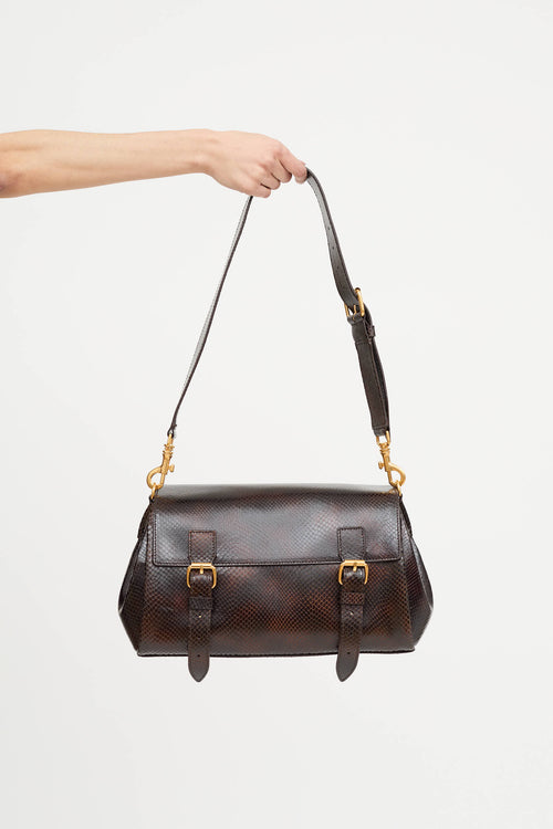 Dries Van Noten Leather Embossed Satchel Bag