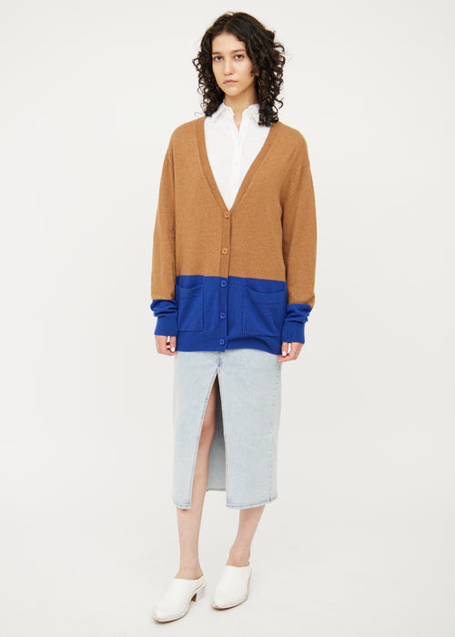Dries Van Noten Brown & Blue Button Long Sleeve Cardigan