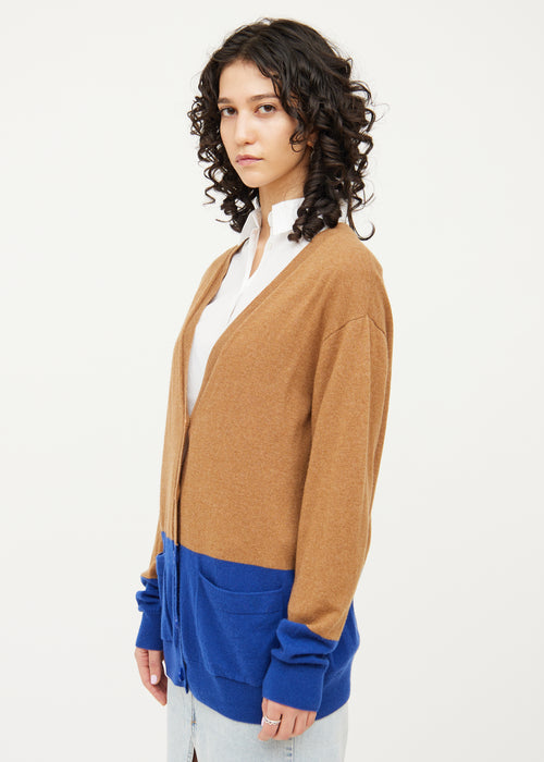 Dries Van Noten Brown & Blue Button Long Sleeve Cardigan