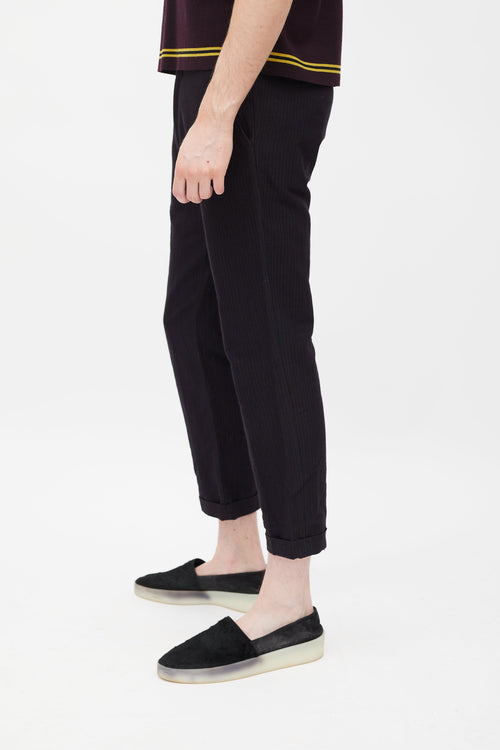 Dries Van Noten Burgundy & Blue Wool Pants