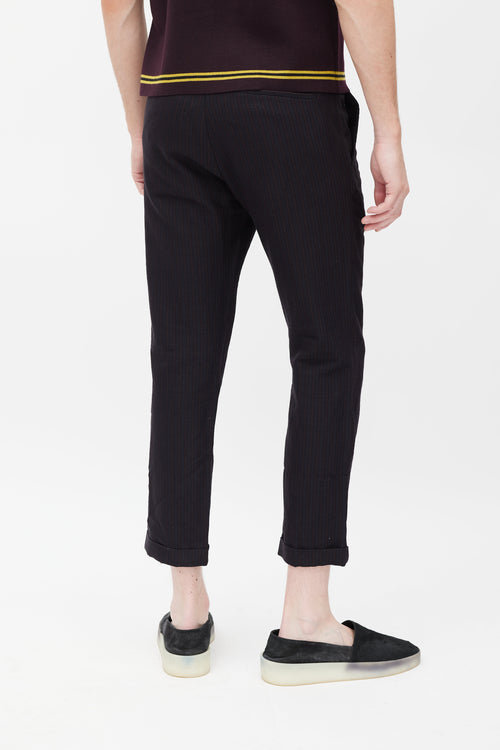 Dries Van Noten Burgundy & Blue Wool Pants