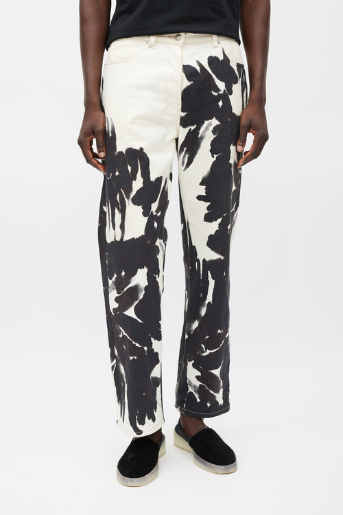 Dries Van Noten Cream & Black Watercolour Jeans