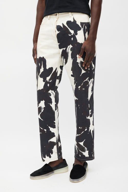 Dries Van Noten Cream & Black Watercolour Jeans