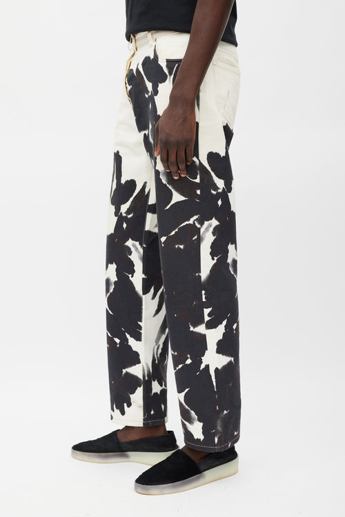 Dries Van Noten Cream & Black Watercolour Jeans