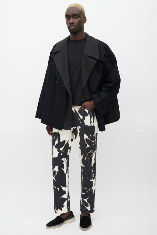 Dries Van Noten Cream & Black Watercolour Jeans