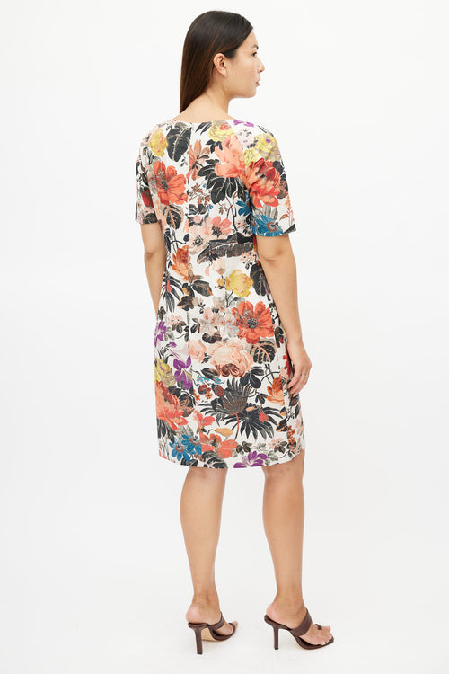 Dries Van Noten Cream & Multicolour Floral Dress