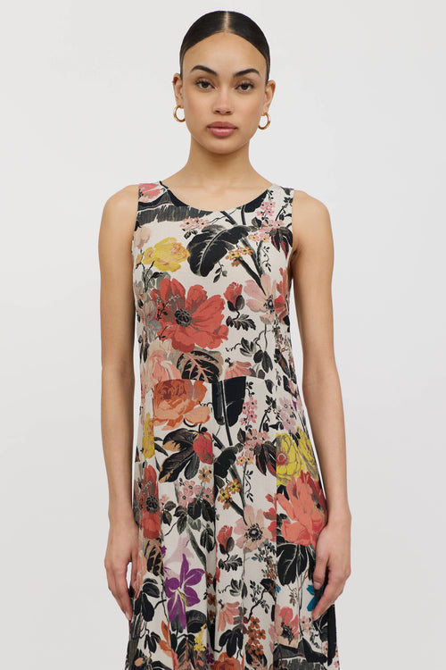 Dries Van Noten Silk Floral Pleated Dress