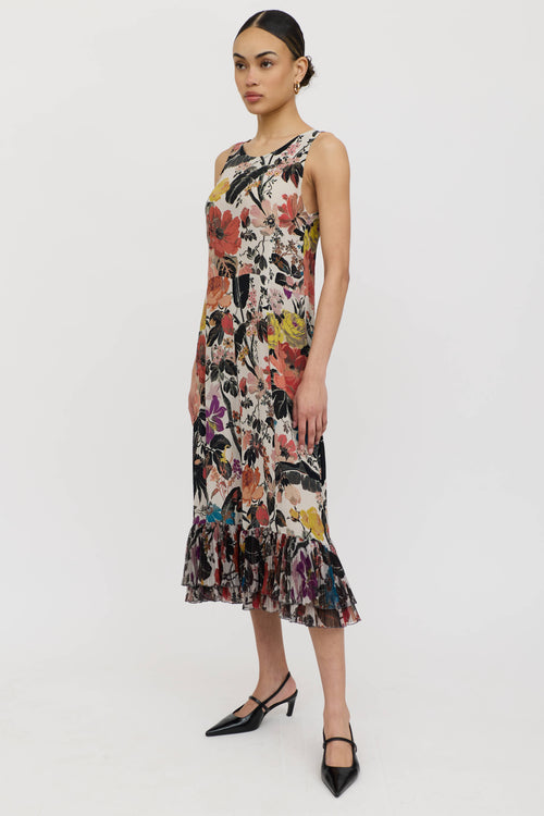 Dries Van Noten Silk Floral Pleated Dress
