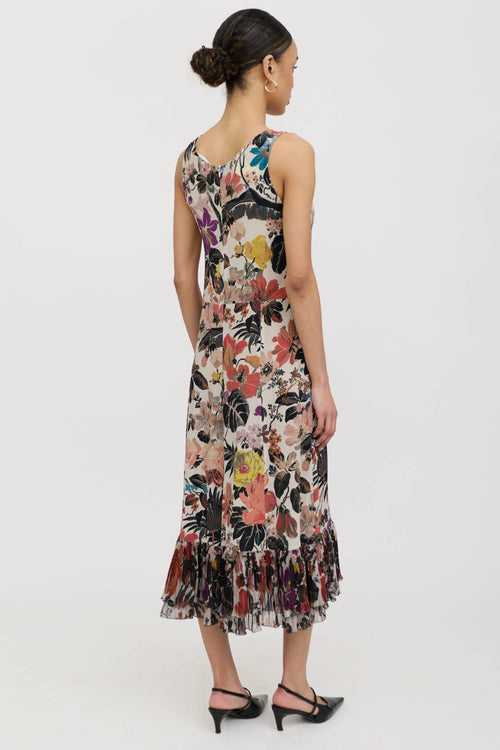 Dries Van Noten Silk Floral Pleated Dress