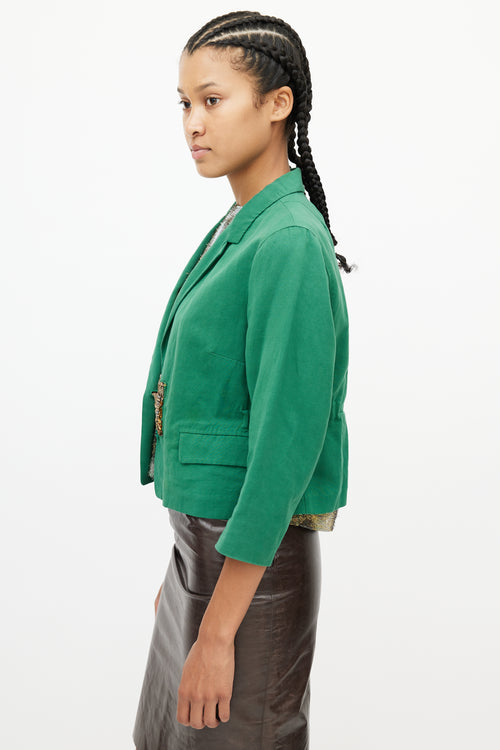 Dries Van Noten Green & Multicolour Beaded Blazer