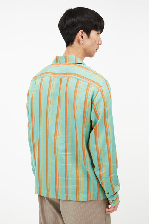 Dries Van Noten Green & Orange Striped Shirt