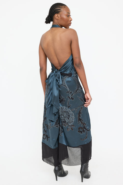 Dries Van Noten Silk Embroidered Halter Dress