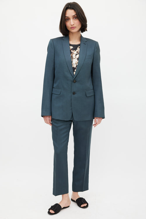 Dries Van Noten Green Wool Silk & Mohair Suit