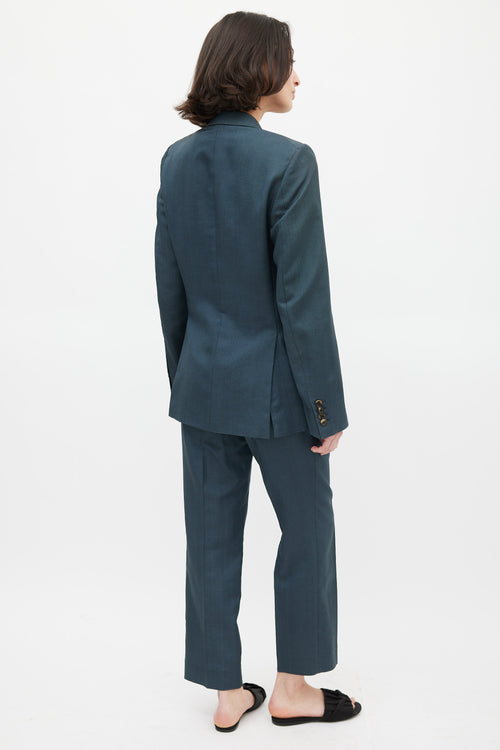 Dries Van Noten Green Wool Silk & Mohair Suit