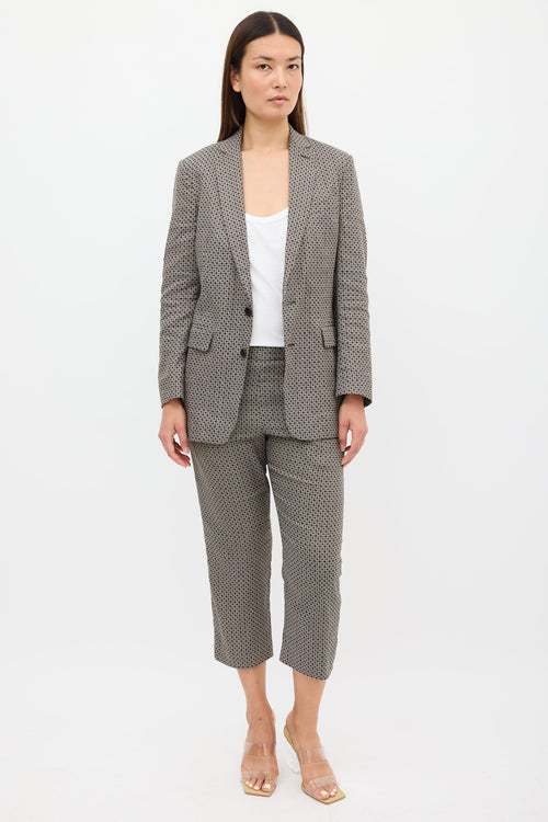Dries Van Noten Grey & Black Jacquard Pant Suit