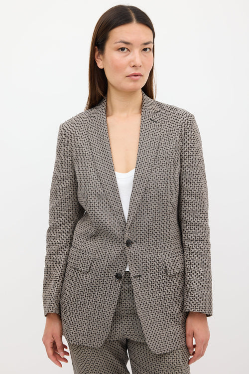 Dries Van Noten Grey & Black Jacquard Pant Suit