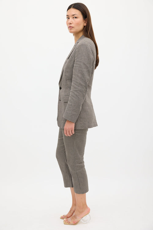 Dries Van Noten Grey & Black Jacquard Pant Suit