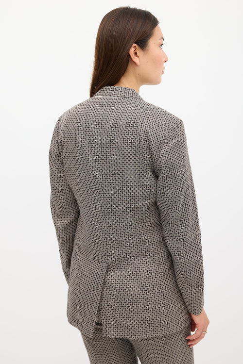 Dries Van Noten Grey & Black Jacquard Pant Suit