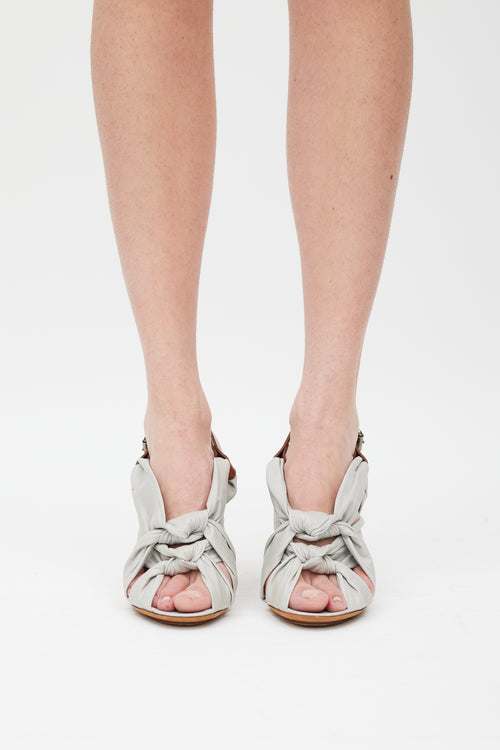 Dries Van Noten Grey & Brown Leather Knotted Strap Heel